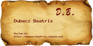 Dubecz Beatrix névjegykártya